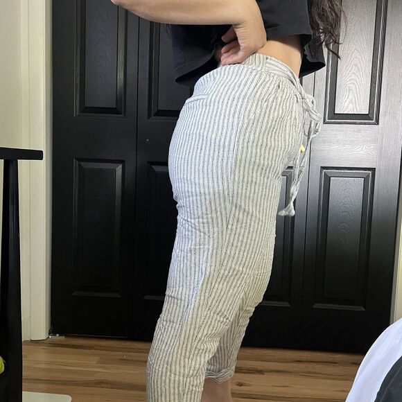 Wishlist apparel jogger pants pull on women’s small lightweight cream striped - Picture 5 of 12